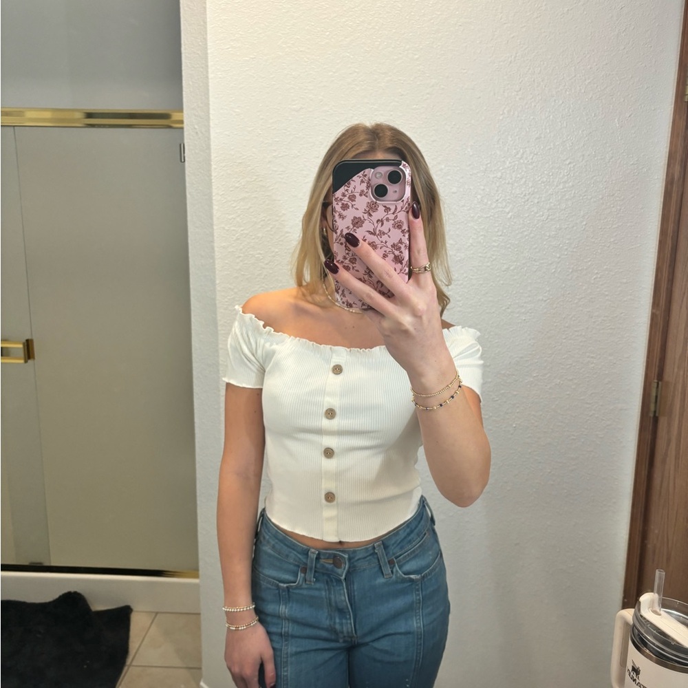 Grace Off-Shoulder White Crop Top